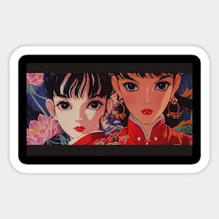 Anime Traditional Art Style Japanese Girl Girls Cute Retro Vintage Japan Sticker